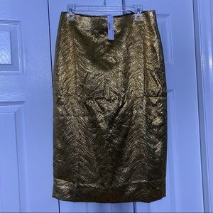 NWT J.Crew Gold Midi-Pencil Skirt